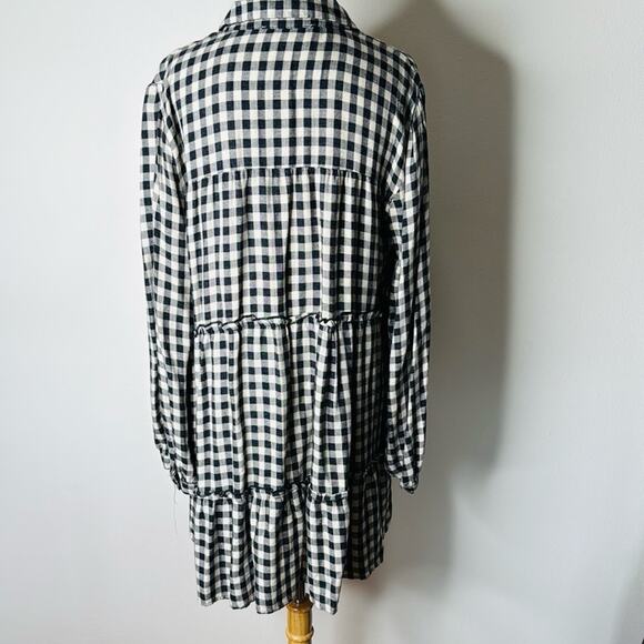Zara Black and Tan Gingham Long Sleeve Mini Dress - Picture 7 of 8
